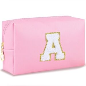 Initial Makeup Bag Personalized Preppy cosmetic bag - A